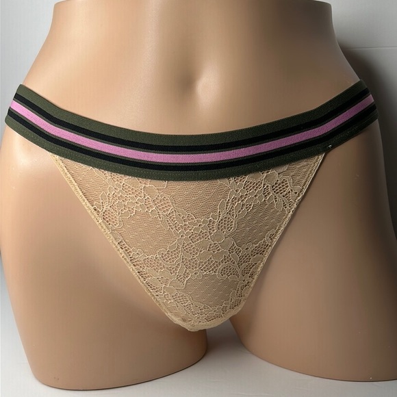 Forever 21 Beige Lace With Sporty Stripe‎ Elastic Waistband Panties Sz M NWT - Picture 15 of 15